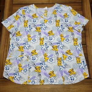 Disney's Simba White Floral Scrub Top - Size 2XL